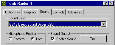 Le menu de configuration son de TR2 (5 Ko)